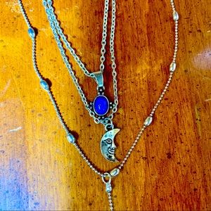 Moon & Gem Stone Y-Necklace